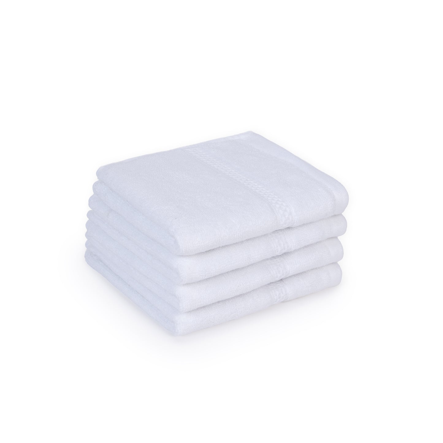 Feather & Spun Bamboo Cotton Face Towel | Lavender Fragrance | Oeko-TEX® Standard 100 | Double Needle Stitch | Anti Microbial | 600 GSM | 33 cms x 33 cms - Pure Snow | Pack of 4