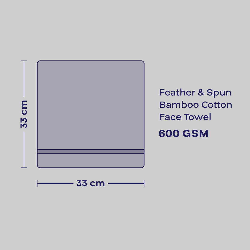 Feather & Spun Bamboo Cotton Face Towel | Lavender Fragrance | Oeko-TEX® Standard 100 | Double Needle Stitch | Anti Microbial | 600 GSM | 33 cms x 33 cms - Pure Snow | Pack of 4