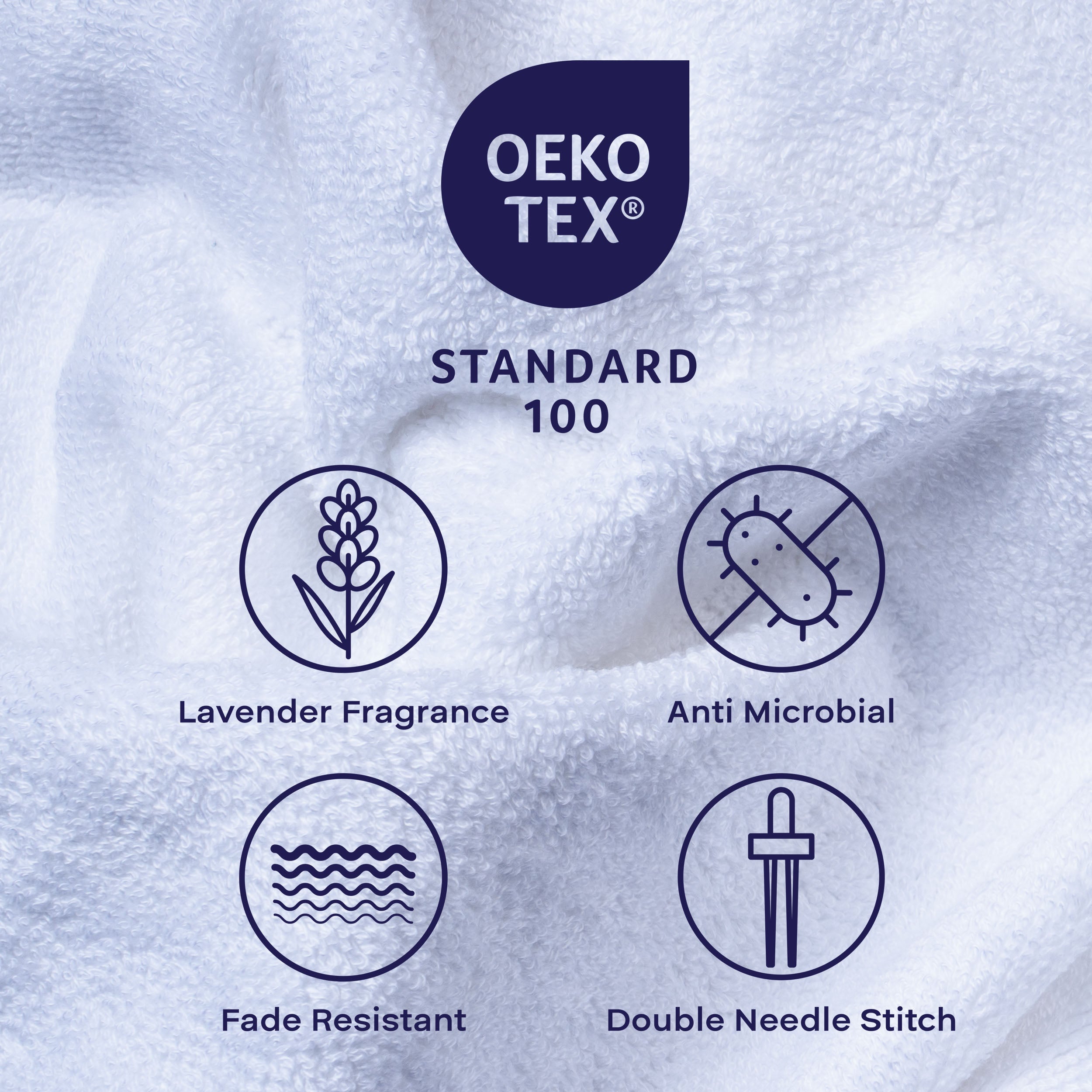 Feather & Spun Bamboo Cotton Hand Towel | Lavender Fragrance | Oeko-TEX® Standard 100 | Double Needle Stitch | Anti Microbial | 600 GSM | 40 cms x 71 cms - Pure Snow | Pack of 2