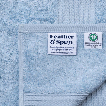 Feather & Spun 100% Organic Bath Towel | Lavender Fragrance | Oeko-TEX® Standard 100 | Double Needle Stitch | Anti Microbial | 100% Cotton - 650 GSM | 76 cms x 137 cms - Skywave Blue | Pack of 1