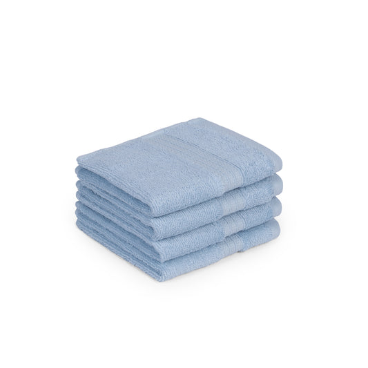 Feather & Spun 100% Organic Face Towel | Lavender Fragrance | Oeko-TEX® Standard 100 | Double Needle Stitch | Anti Microbial | 100% Cotton - 550 GSM | 33 cms x 33 cms - Skywave Blue | Pack of 4