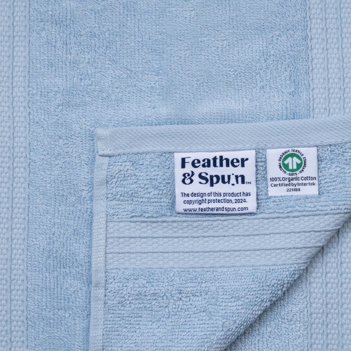Feather & Spun 100% Organic Face Towel | Lavender Fragrance | Oeko-TEX® Standard 100 | Double Needle Stitch | Anti Microbial | 100% Cotton - 550 GSM | 33 cms x 33 cms - Skywave Blue | Pack of 4