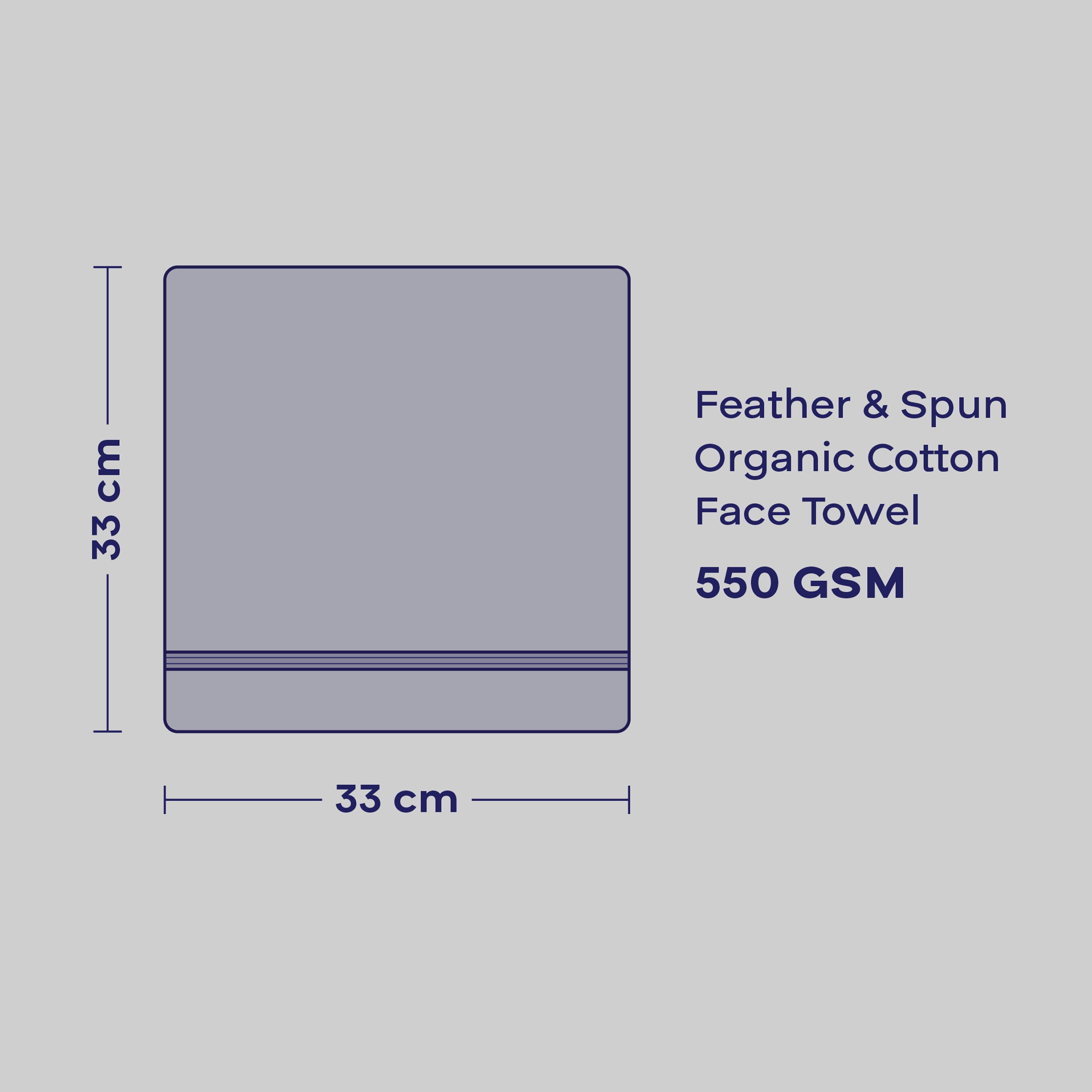 Feather & Spun 100% Organic Face Towel | Lavender Fragrance | Oeko-TEX® Standard 100 | Double Needle Stitch | Anti Microbial | 100% Cotton - 550 GSM | 33 cms x 33 cms - Skywave Blue | Pack of 4