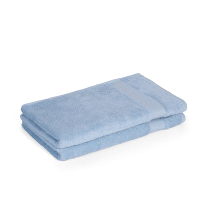 Feather & Spun 100% Organic Hand Towel | Lavender Fragrance | Oeko-TEX® Standard 100 | Double Needle Stitch | Anti Microbial | 100% Cotton - 550 GSM | 45 cms x 76 cms - Skywave Blue | Pack of 2