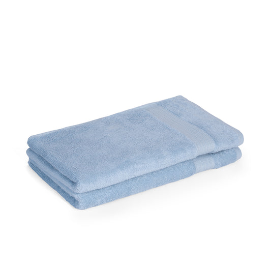 Feather & Spun 100% Organic Hand Towel | Lavender Fragrance | Oeko-TEX® Standard 100 | Double Needle Stitch | Anti Microbial | 100% Cotton - 550 GSM | 45 cms x 76 cms - Skywave Blue | Pack of 2