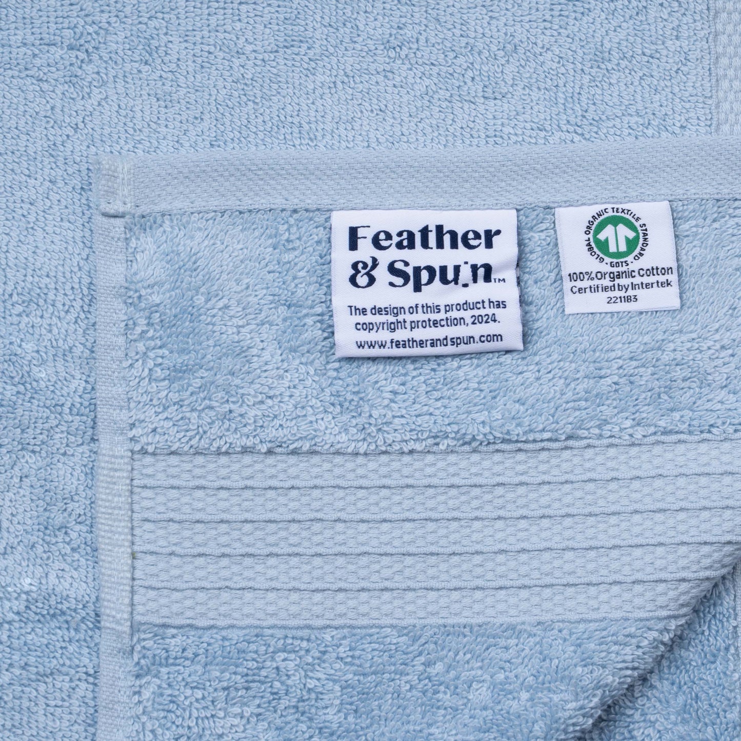 Feather & Spun 100% Organic Hand Towel | Lavender Fragrance | Oeko-TEX® Standard 100 | Double Needle Stitch | Anti Microbial | 100% Cotton - 550 GSM | 45 cms x 76 cms - Skywave Blue | Pack of 2