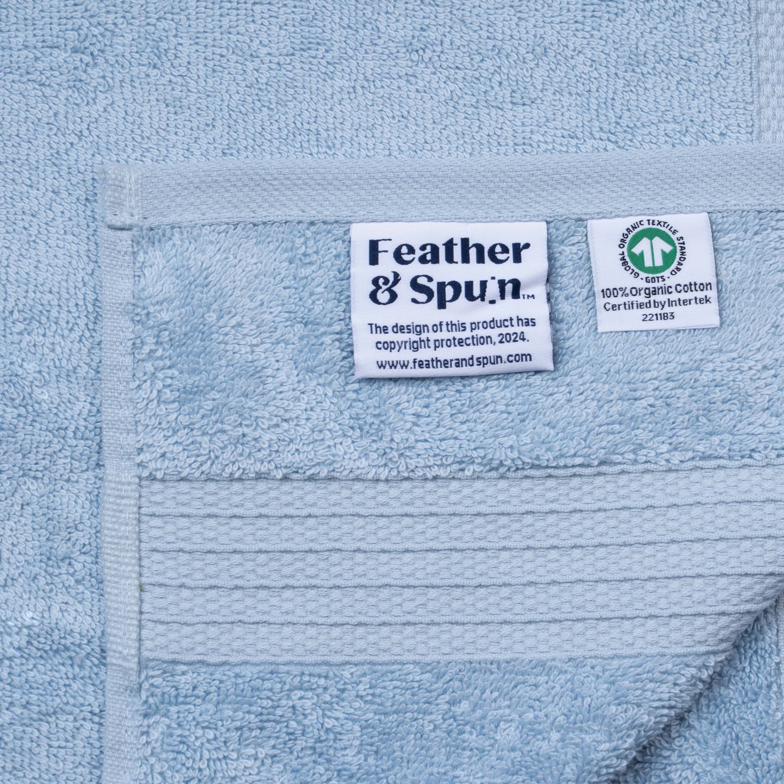 Feather & Spun 100% Organic Hand Towel | Lavender Fragrance | Oeko-TEX® Standard 100 | Double Needle Stitch | Anti Microbial | 100% Cotton - 550 GSM | 45 cms x 76 cms - Skywave Blue | Pack of 2
