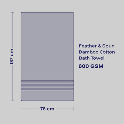 Feather & Spun Bamboo Cotton Bath Towel | Lavender Fragrance | Oeko-TEX® Standard 100 | Double Needle Stitch | Anti Microbial | 600 GSM | 76 cms x 137 cms - Smoke Grey | Pack of 1