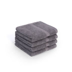 Feather & Spun Bamboo Cotton Face Towel | Lavender Fragrance | Oeko-TEX® Standard 100 | Double Needle Stitch | Anti Microbial | 600 GSM | 33 cms x 33 cms - Smoke Grey | Pack of 4