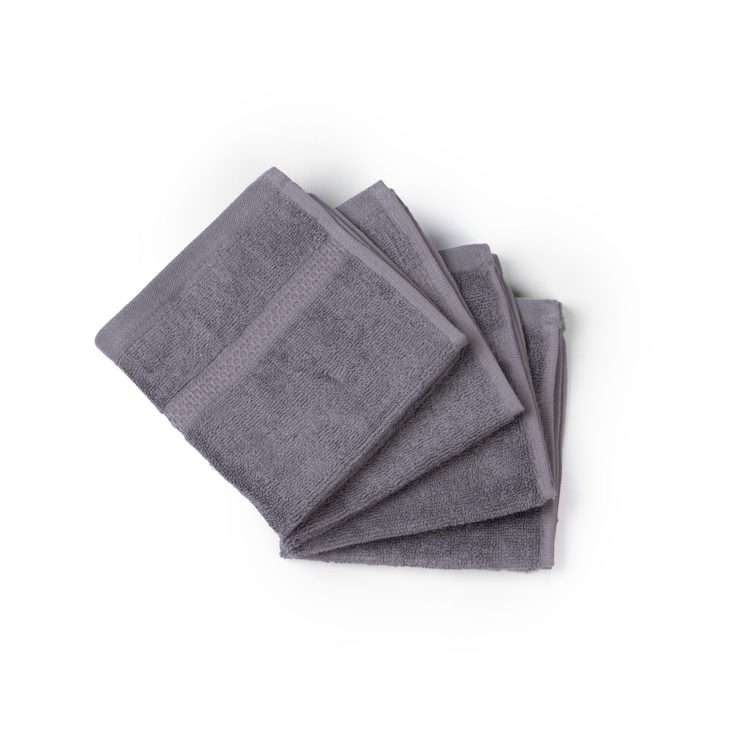 Feather & Spun Bamboo Cotton Face Towel | Lavender Fragrance | Oeko-TEX® Standard 100 | Double Needle Stitch | Anti Microbial | 600 GSM | 33 cms x 33 cms - Smoke Grey | Pack of 4