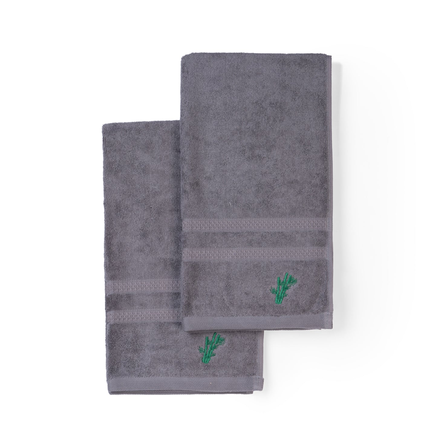 Feather & Spun Bamboo Cotton Hand Towel | Lavender Fragrance | Oeko-TEX® Standard 100 | Double Needle Stitch | Anti Microbial | 600 GSM | 40 cms x 71 cms - Smoke Grey | Pack of 2