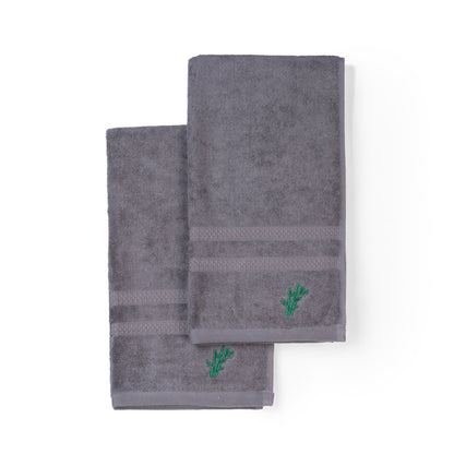 Feather & Spun Bamboo Cotton Hand Towel | Lavender Fragrance | Oeko-TEX® Standard 100 | Double Needle Stitch | Anti Microbial | 600 GSM | 40 cms x 71 cms - Smoke Grey | Pack of 2