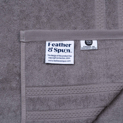 Feather & Spun Bamboo Cotton Hand Towel | Lavender Fragrance | Oeko-TEX® Standard 100 | Double Needle Stitch | Anti Microbial | 600 GSM | 40 cms x 71 cms - Smoke Grey | Pack of 2