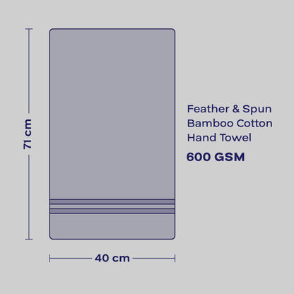 Feather & Spun Bamboo Cotton Hand Towel | Lavender Fragrance | Oeko-TEX® Standard 100 | Double Needle Stitch | Anti Microbial | 600 GSM | 40 cms x 71 cms - Smoke Grey | Pack of 2