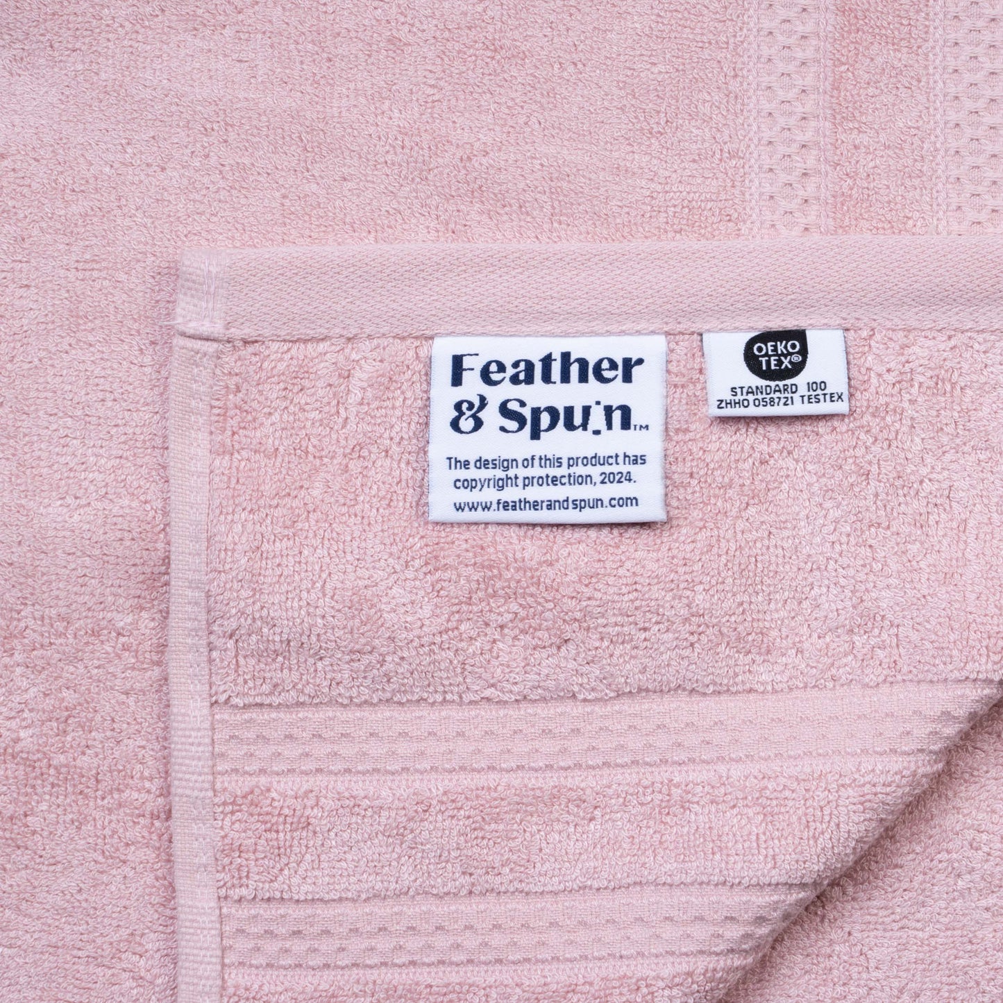 Feather & Spun Bamboo Cotton Hand Towel | Lavender Fragrance | Oeko-TEX® Standard 100 | Double Needle Stitch | Anti Microbial | 600 GSM | 40 cms x 71 cms - Petal Pink | Pack of 2