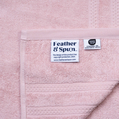Feather & Spun Bamboo Cotton Hand Towel | Lavender Fragrance | Oeko-TEX® Standard 100 | Double Needle Stitch | Anti Microbial | 600 GSM | 40 cms x 71 cms - Petal Pink | Pack of 2
