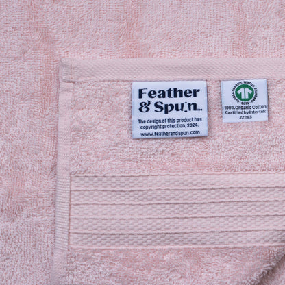 Feather & Spun 100% Organic Hand Towel | Lavender Fragrance | Oeko-TEX® Standard 100 | Double Needle Stitch | Anti Microbial | 100% Cotton - 550 GSM | 45 cms x 76 cms - Velvet Rose | Pack of 2
