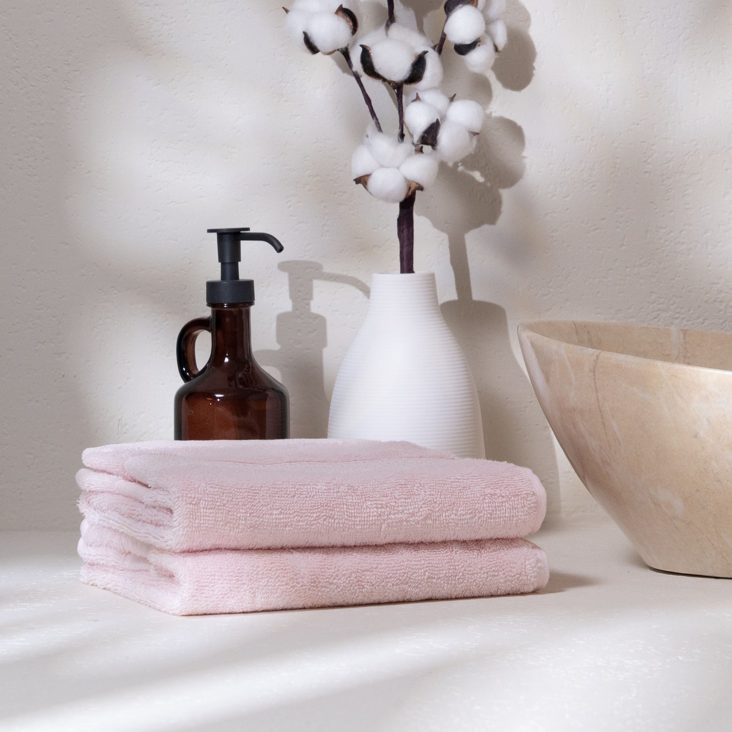 Feather & Spun 100% Organic Hand Towel | Lavender Fragrance | Oeko-TEX® Standard 100 | Double Needle Stitch | Anti Microbial | 100% Cotton - 550 GSM | 45 cms x 76 cms - Velvet Rose | Pack of 2