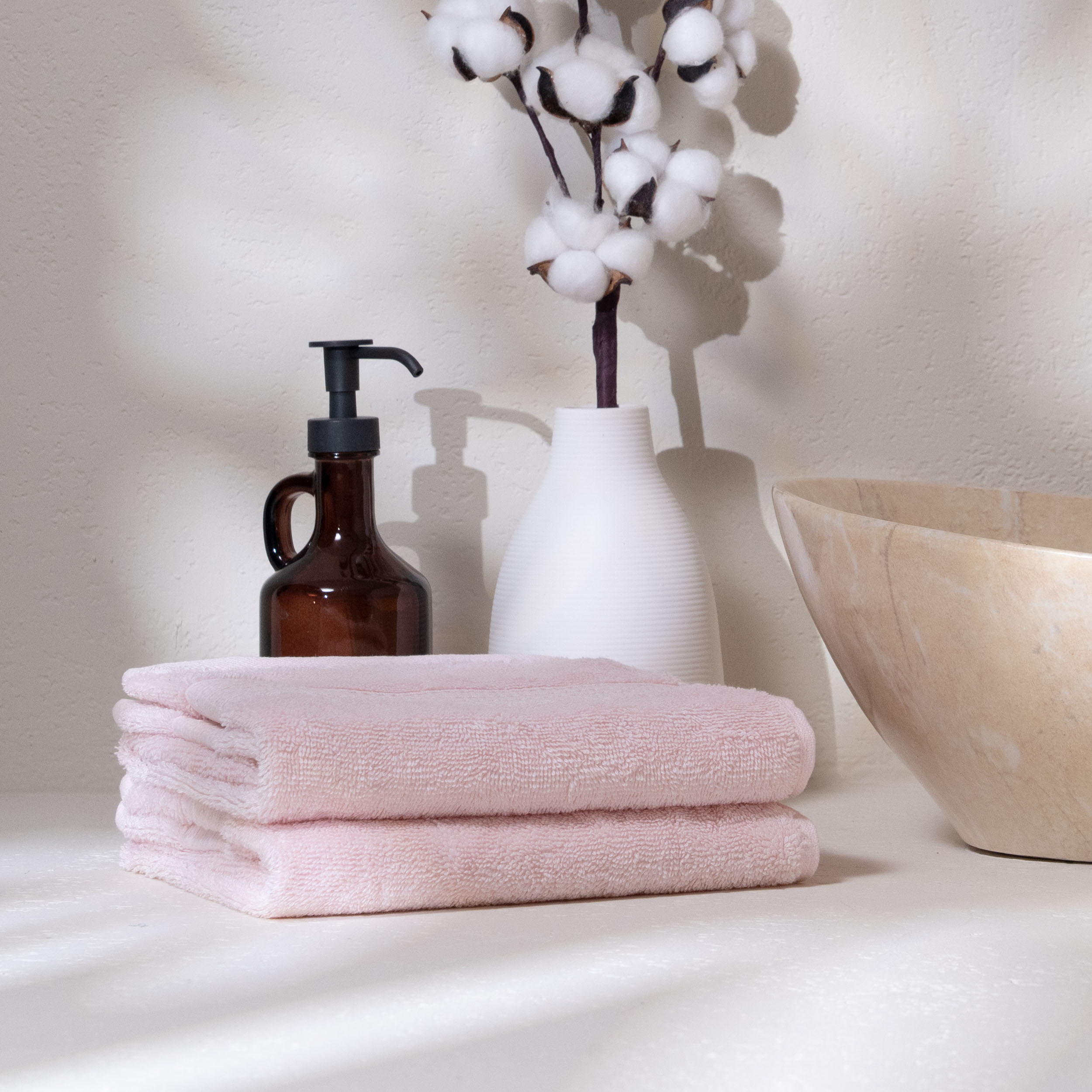 Feather & Spun 100% Organic Hand Towel | Lavender Fragrance | Oeko-TEX® Standard 100 | Double Needle Stitch | Anti Microbial | 100% Cotton - 550 GSM | 45 cms x 76 cms - Velvet Rose | Pack of 2