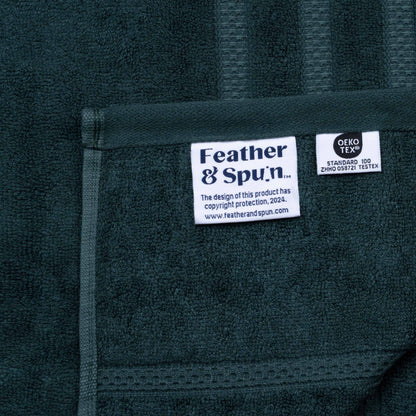 Feather & Spun Bamboo Cotton Bath Towel | Lavender Fragrance | Oeko-TEX® Standard 100 | Double Needle Stitch | Anti Microbial | 600 GSM | 76 cms x 137 cms - Jade Forest | Pack of 1