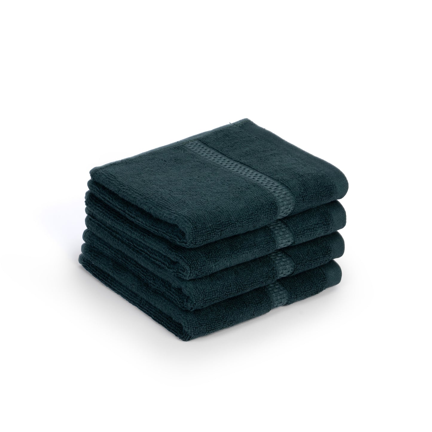 Feather & Spun Bamboo Cotton Face Towel | Lavender Fragrance | Oeko-TEX® Standard 100 | Double Needle Stitch | Anti Microbial | 600 GSM | 33 cms x 33 cms - Jade Forest | Pack of 4