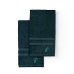Feather & Spun Bamboo Cotton Hand Towel | Lavender Fragrance | Oeko-TEX® Standard 100 | Double Needle Stitch | Anti Microbial | 600 GSM | 40 cms x 71 cms - Jade Forest | Pack of 2