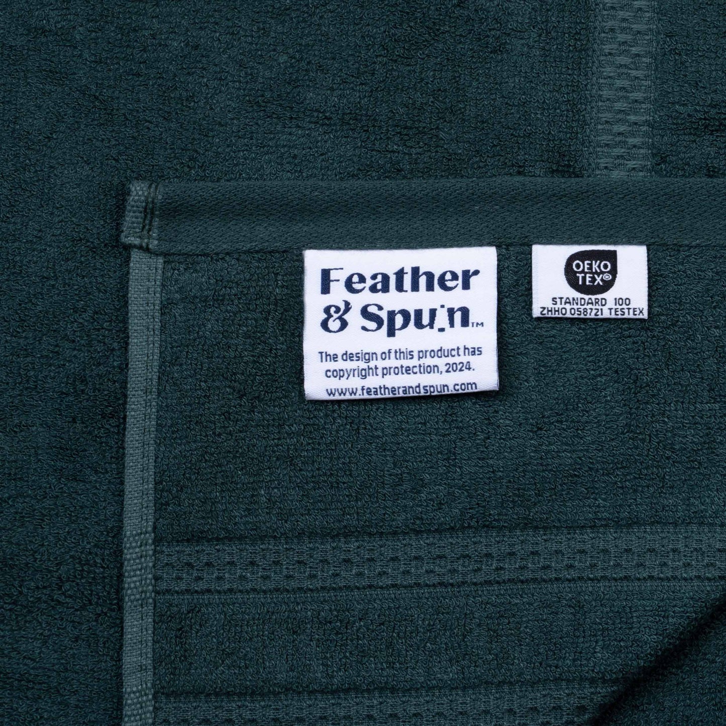 Feather & Spun Bamboo Cotton Hand Towel | Lavender Fragrance | Oeko-TEX® Standard 100 | Double Needle Stitch | Anti Microbial | 600 GSM | 40 cms x 71 cms - Jade Forest | Pack of 2