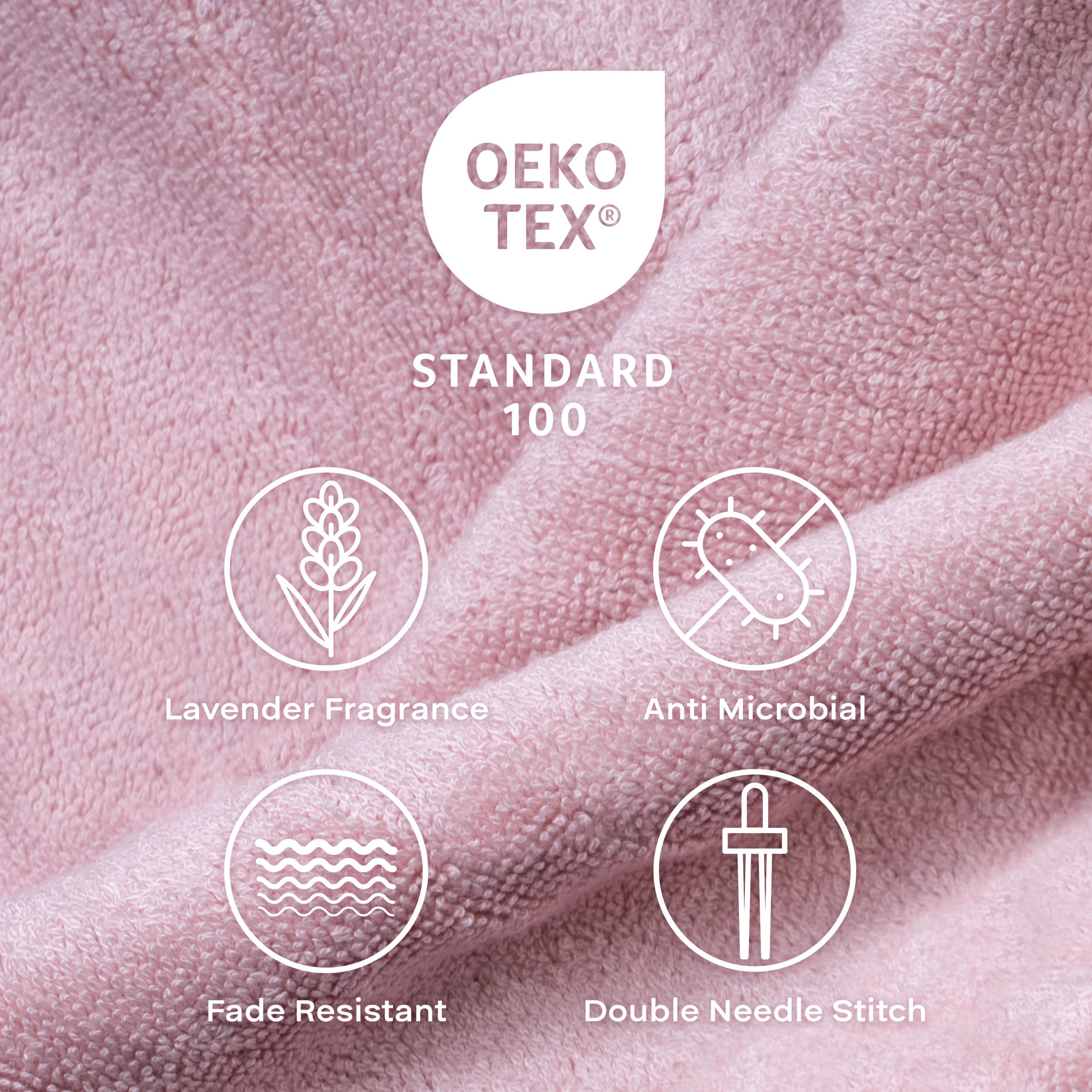 Feather & Spun Bamboo Cotton Bath Towel | Lavender Fragrance | Oeko-TEX® Standard 100 | Double Needle Stitch | Anti Microbial | 600 GSM | 76 cms x 137 cms - Petal Pink | Pack of 1