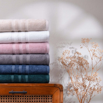 Feather & Spun Bamboo Cotton Bath Towel | Lavender Fragrance | Oeko-TEX® Standard 100 | Double Needle Stitch | Anti Microbial | 600 GSM | 76 cms x 137 cms - Petal Pink | Pack of 1