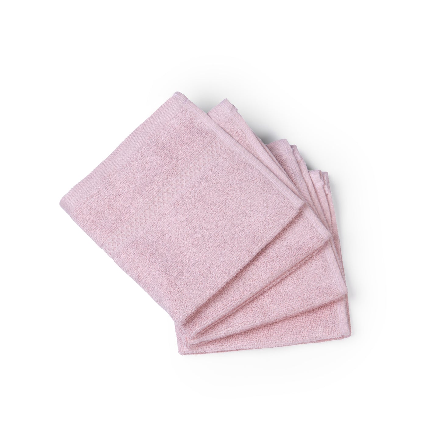 Feather & Spun Bamboo Cotton Face Towel | Lavender Fragrance | Oeko-TEX® Standard 100 | Double Needle Stitch | Anti Microbial | 600 GSM | 33 cms x 33 cms - Petal Pink | Pack of 4